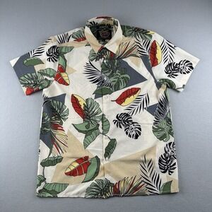 Good Vibes Shirt Mens Large Stretch Button Down All Over Print Tropical